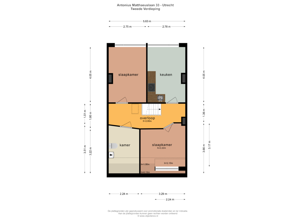 View floorplan of TWEEDE VERDIEPING of Antonius Matthaeuslaan 33