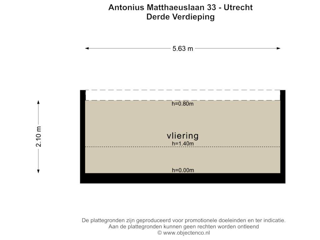 View floorplan of DERDE VERDIEPING of Antonius Matthaeuslaan 33