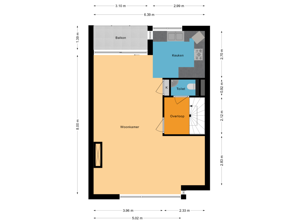 Bekijk plattegrond van Eerste verdieping van Rooseveltstraat 96