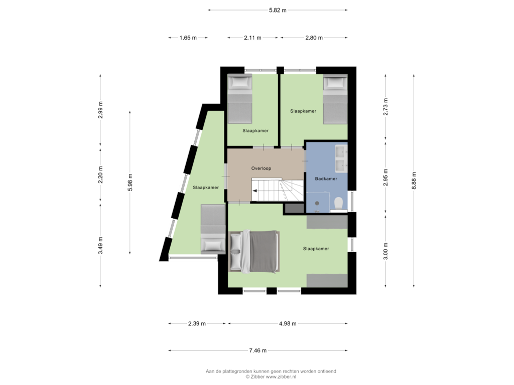 View floorplan of Eerste Verdieping of Alphons Diepenbrocklaan 6