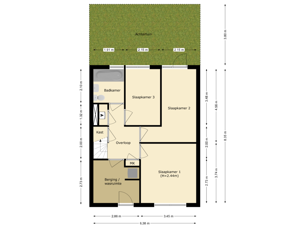 View floorplan of begane grond of Sint Pietersteeg 8