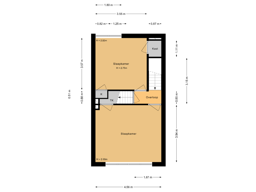 Bekijk plattegrond van 1e Verdieping van Ondiep 7