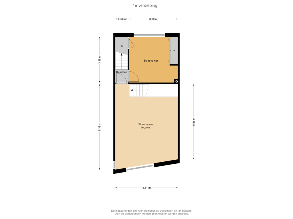 Bekijk plattegrond van 1e verdieping van Iepenstraat 17