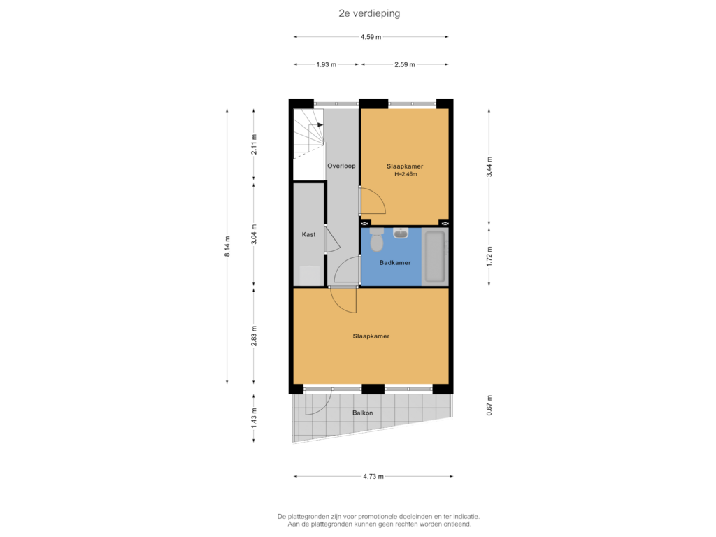 Bekijk plattegrond van 2e verdieping van Iepenstraat 17