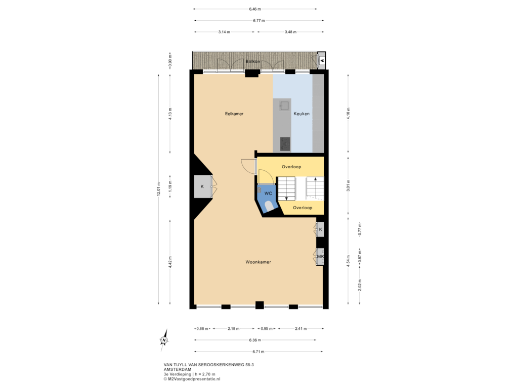 View floorplan of 3e Verdieping of Van Tuyll van Serooskerkenweg 58-3