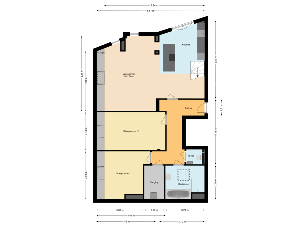 Bekijk plattegrond van Appartement van Heereweg 163-D