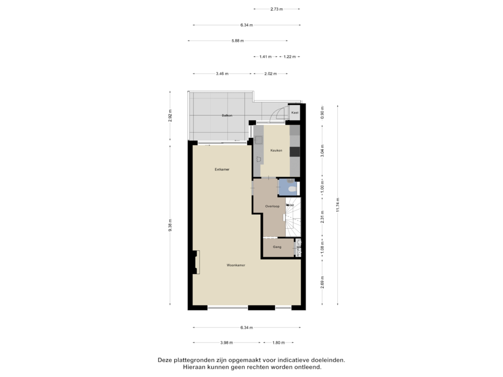 Bekijk plattegrond van Eerste Verdieping van Spoorkade 9-I