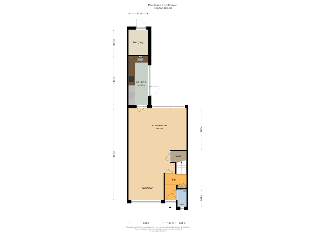 View floorplan of BEGANE GROND of Perziklaan 8