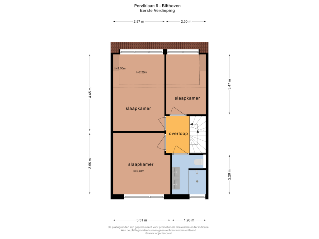 View floorplan of EERSTE VERDIEPING of Perziklaan 8