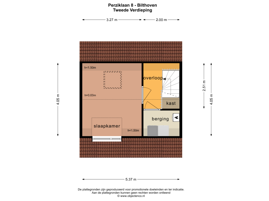 View floorplan of TWEEDE VERDIEPING of Perziklaan 8