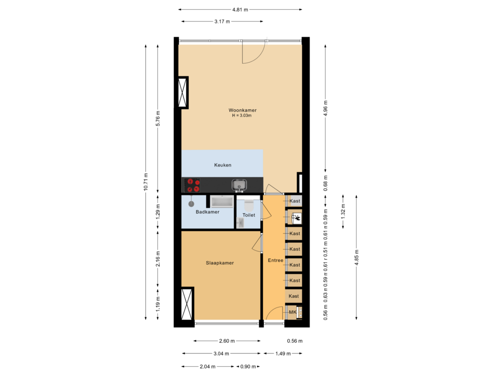 Bekijk plattegrond van Appartement van Burgemeester Hogguerstraat 791-H