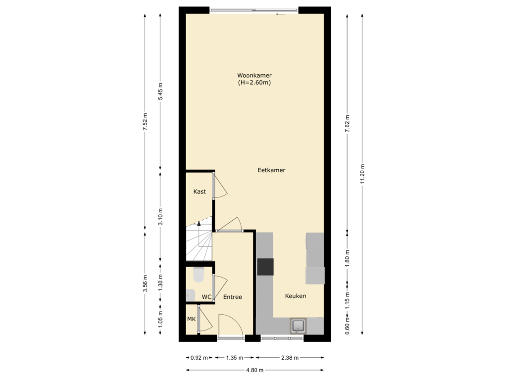 Bekijk plattegrond van begane grond van Vierasser 43