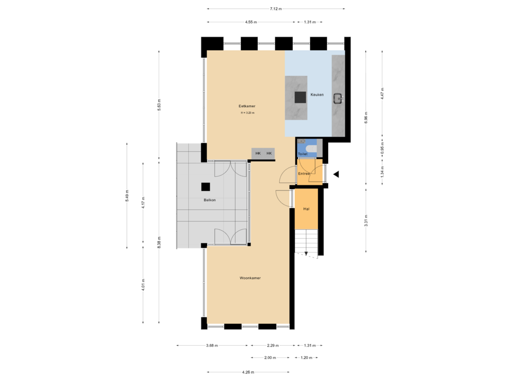 View floorplan of 1e Verdieping of Binckhorstlaan 315-J