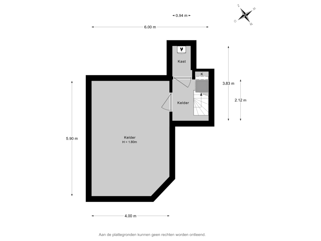 Bekijk plattegrond van Kelder van Prins Mauritslaan 76