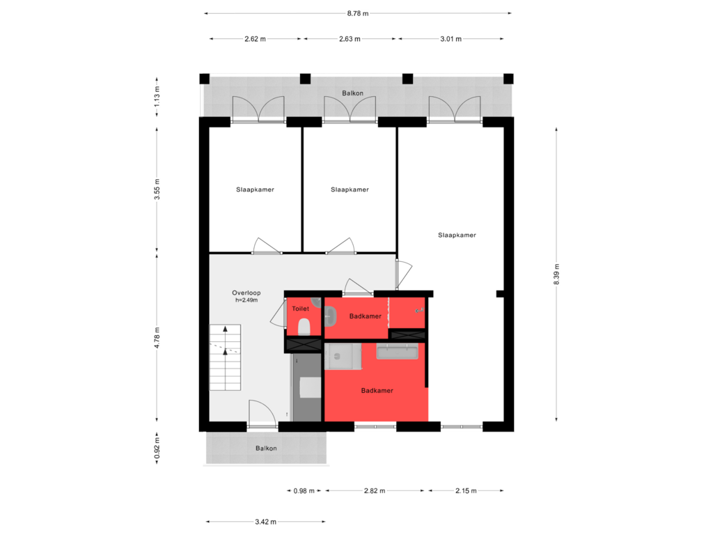 Bekijk plattegrond van 1e Verdieping van Han G. Hoekstrahof 6