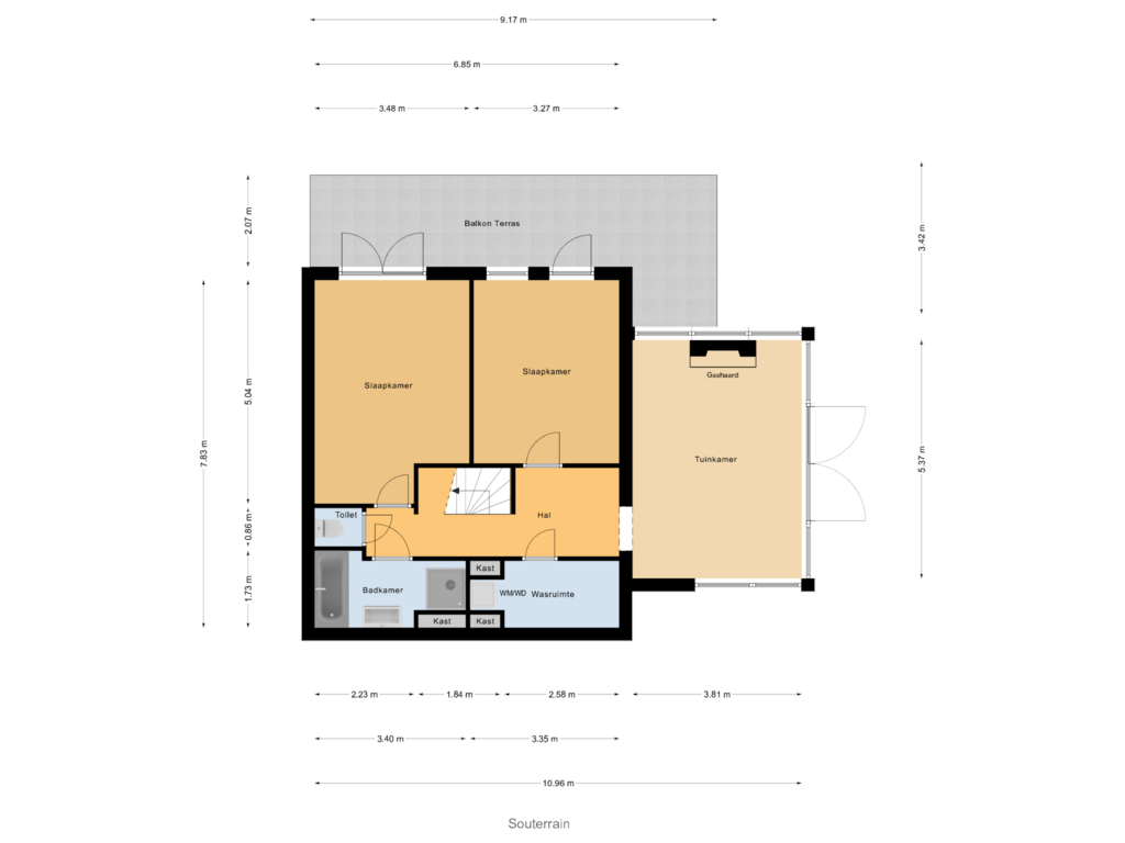 Bekijk plattegrond van Souterrain van Lingsesdijk 13-D