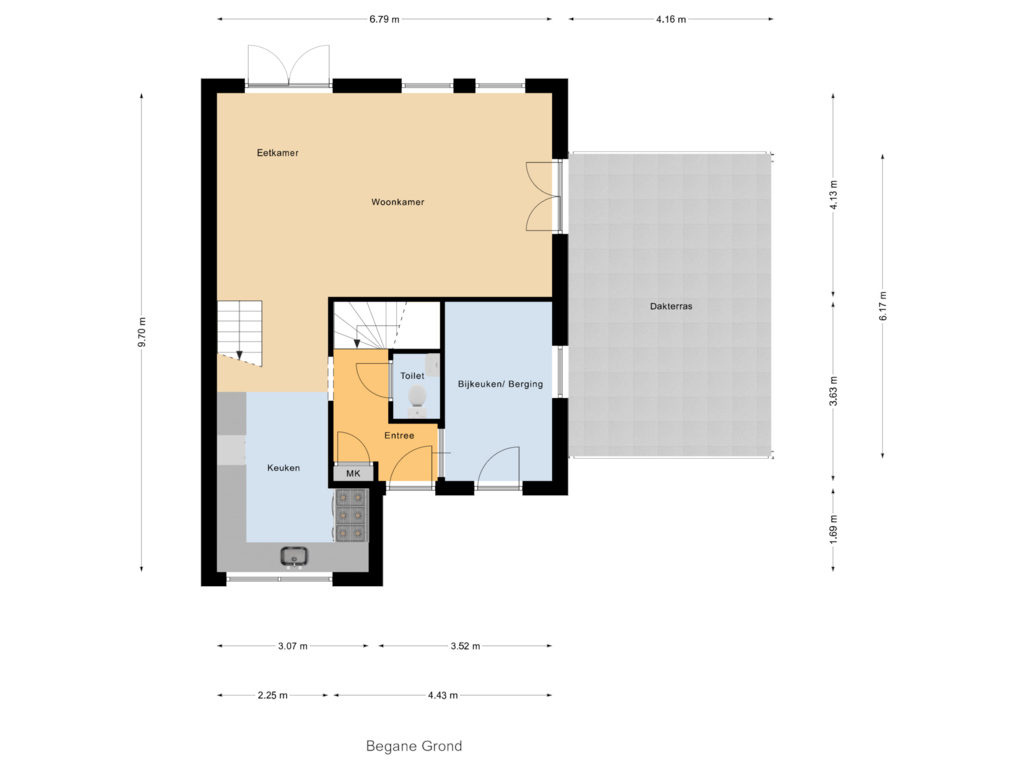 View floorplan of Begane Grond of Lingsesdijk 13-D