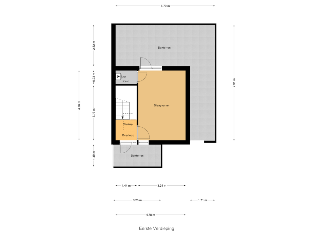 Bekijk plattegrond van Eerste Verdieping van Lingsesdijk 13-D