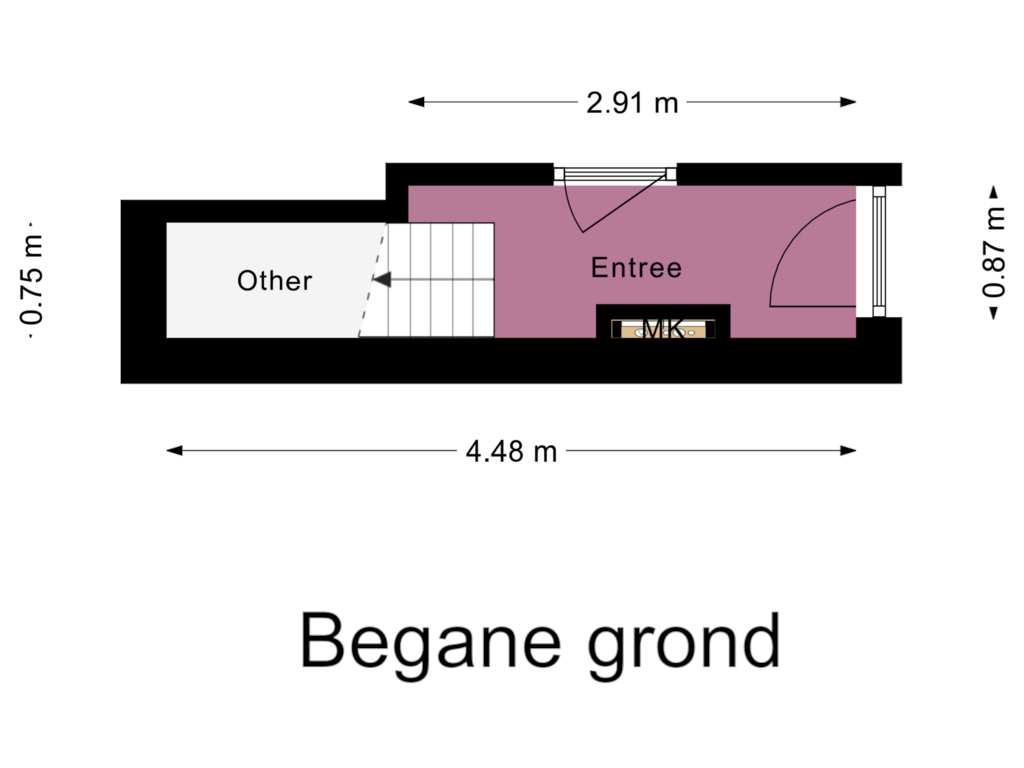 Bekijk plattegrond van Begane grond van Vlasstraat 1-ABS