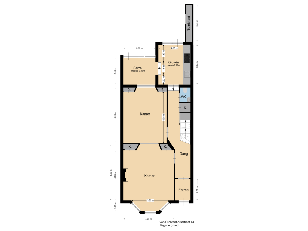 View floorplan of First floor of van Slichtenhorststraat 64