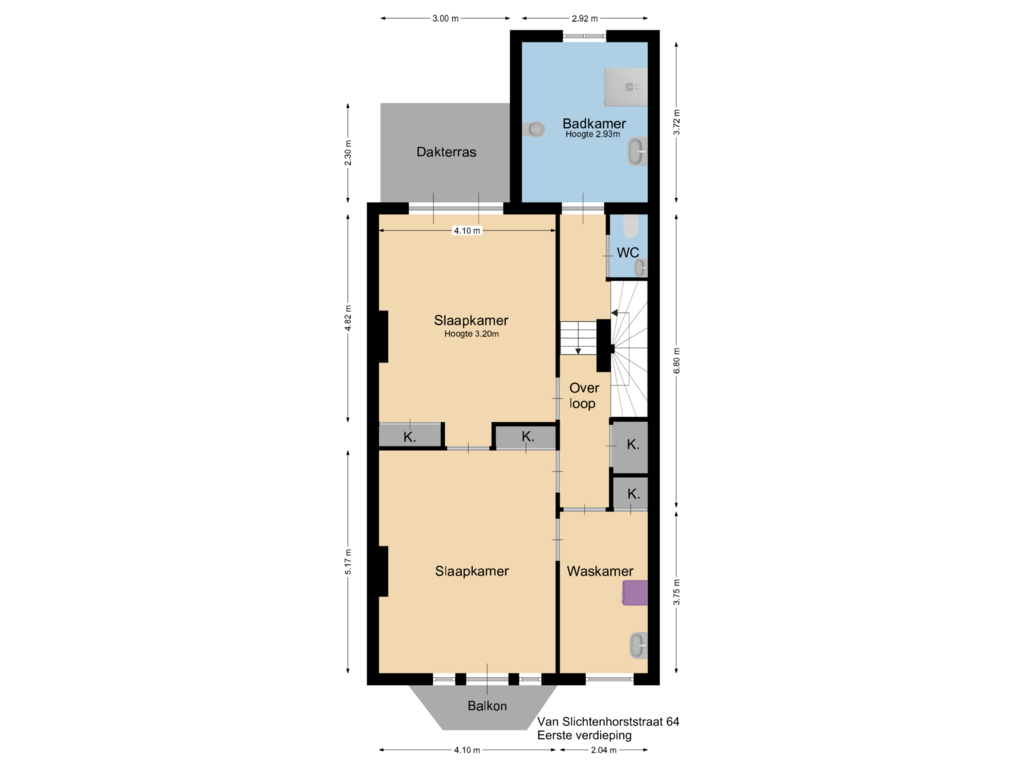 View floorplan of Floor 1 of van Slichtenhorststraat 64