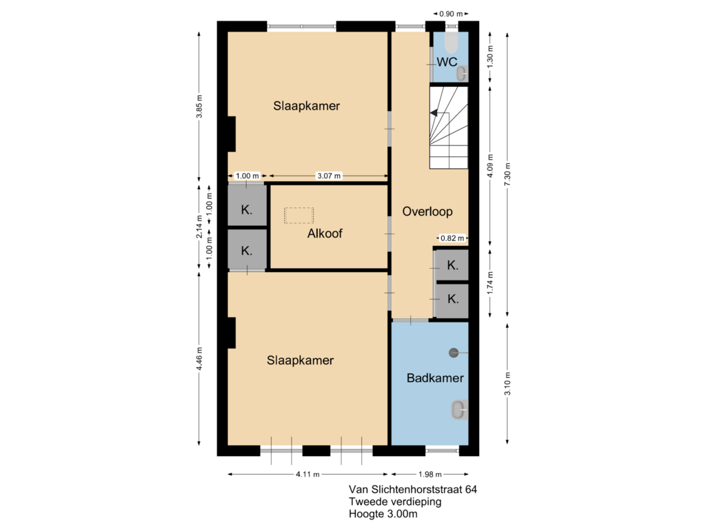 View floorplan of Floor 2 of van Slichtenhorststraat 64