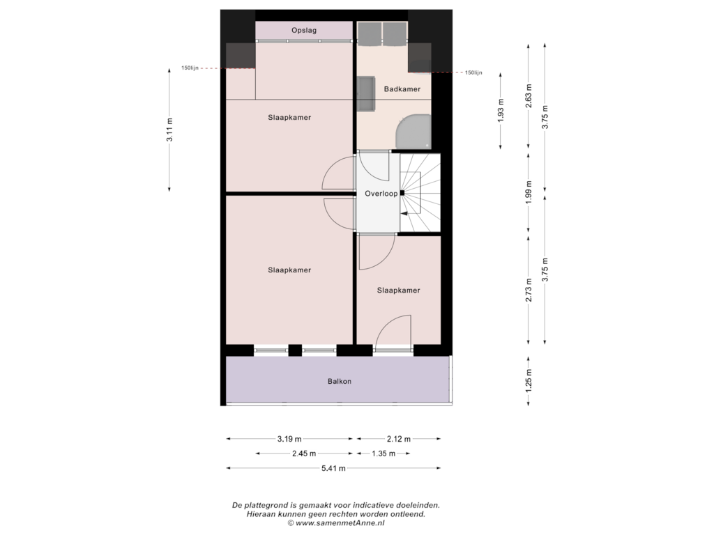 View floorplan of Eerste verdieping of Spiekerlanden 2