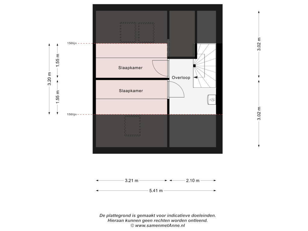 View floorplan of Tweede verdieping of Spiekerlanden 2