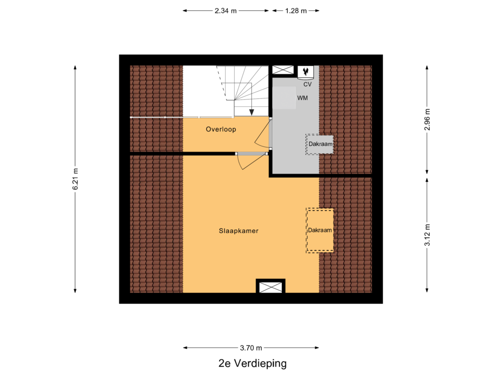 Bekijk plattegrond van 2e Verdieping van Vroonland 30