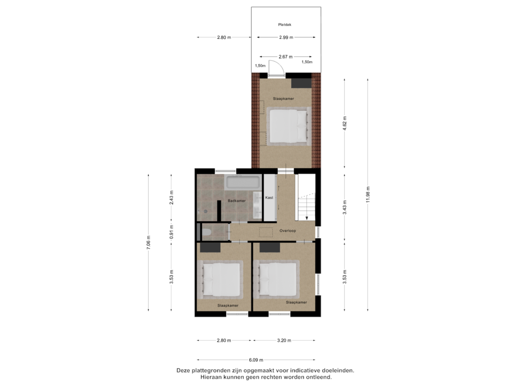 Bekijk plattegrond van Eerste verdieping van Westwal 25-A