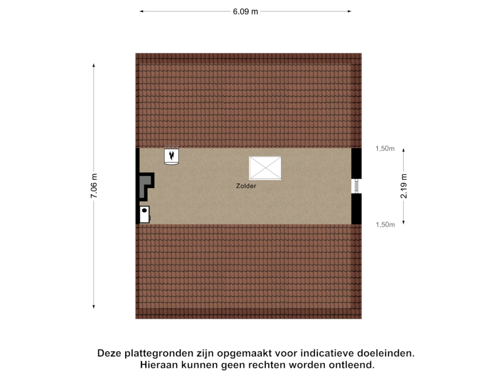 Bekijk plattegrond van Zolder van Westwal 25-A