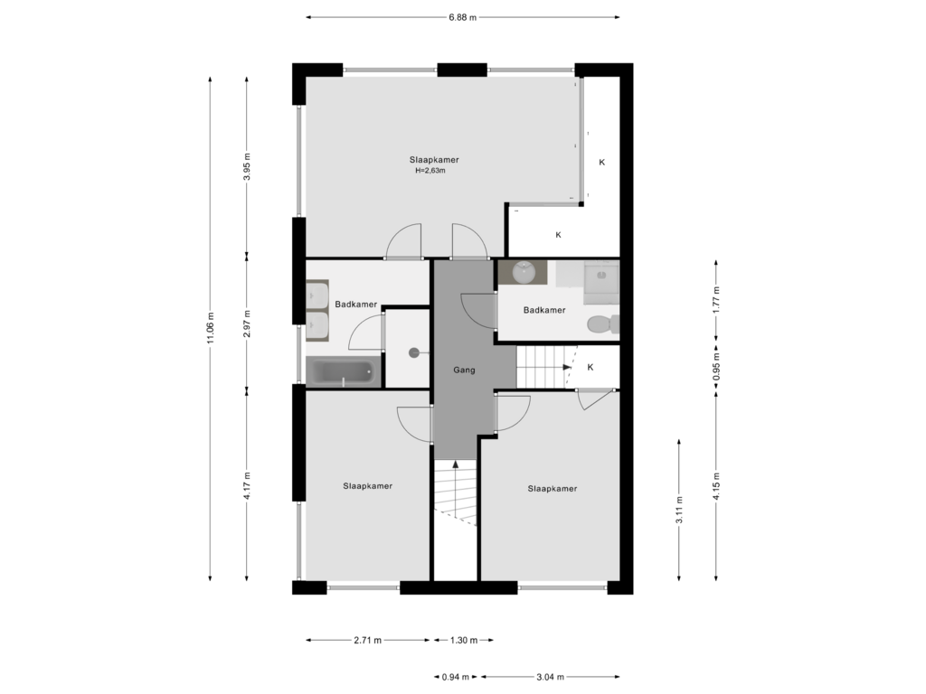 View floorplan of 1e Verdieping of Mohammed Roemhof 2