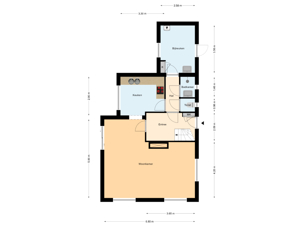 Bekijk plattegrond van Begane Grond van Irenestraat 1