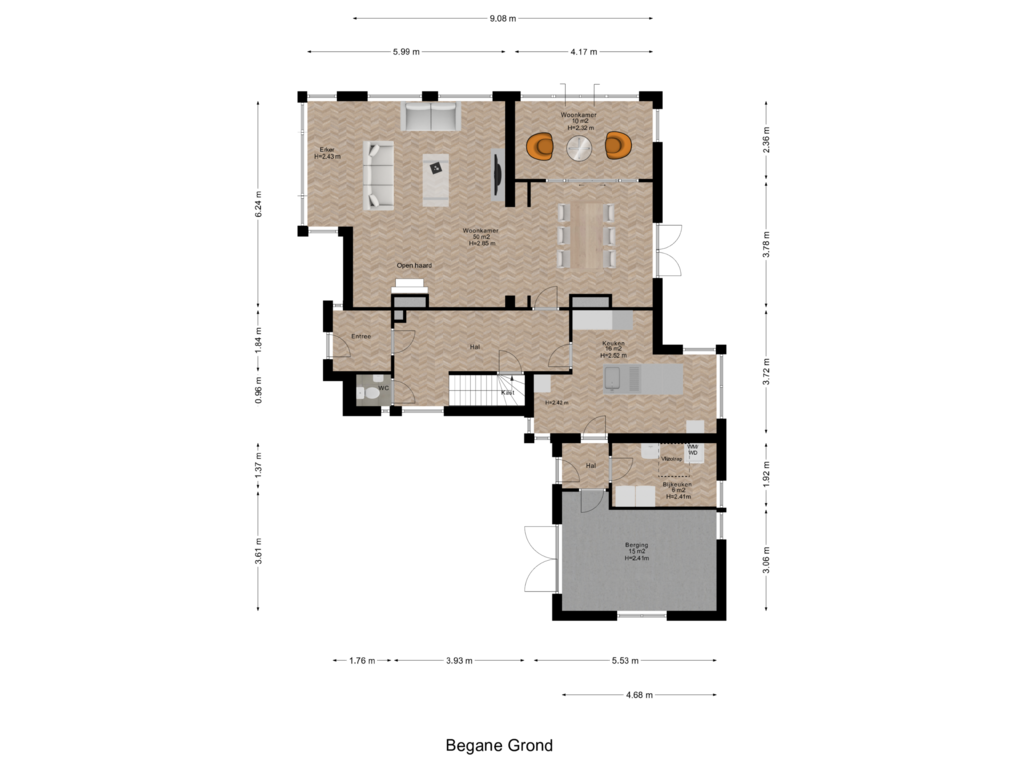 View floorplan of Begane Grond of Lomboklaan 17