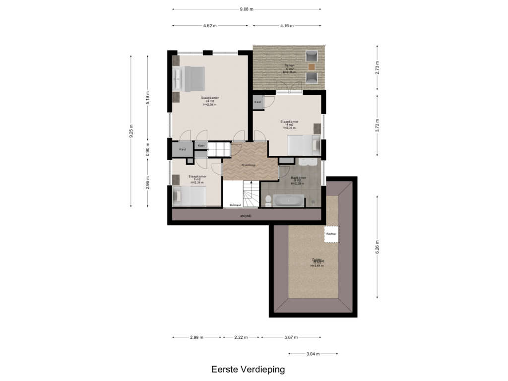 View floorplan of Eerste Verdieping of Lomboklaan 17