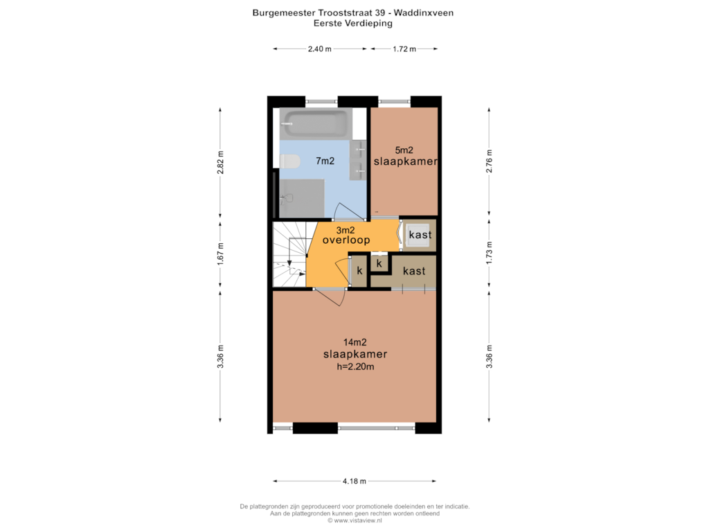 Bekijk plattegrond van EERSTE VERDIEPING van Burgemeester Trooststraat 39