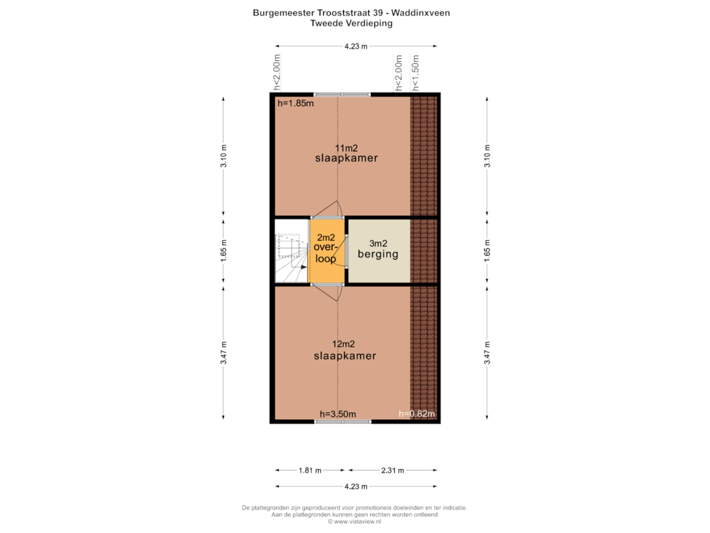 Bekijk plattegrond van TWEEDE VERDIEPING van Burgemeester Trooststraat 39