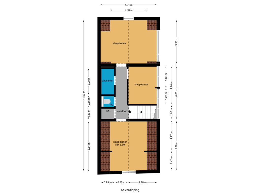 Bekijk plattegrond van 1e verdieping van Schoolstraat 24