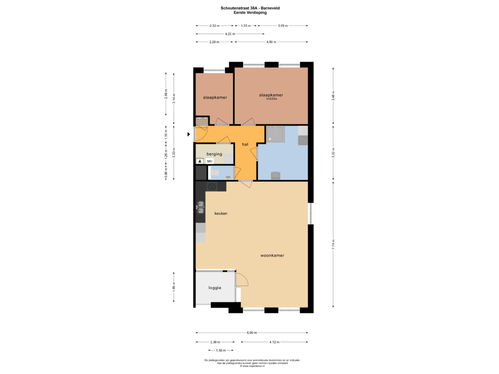 Bekijk plattegrond van EERSTE VERDIEPING van Schoutenstraat 38-A