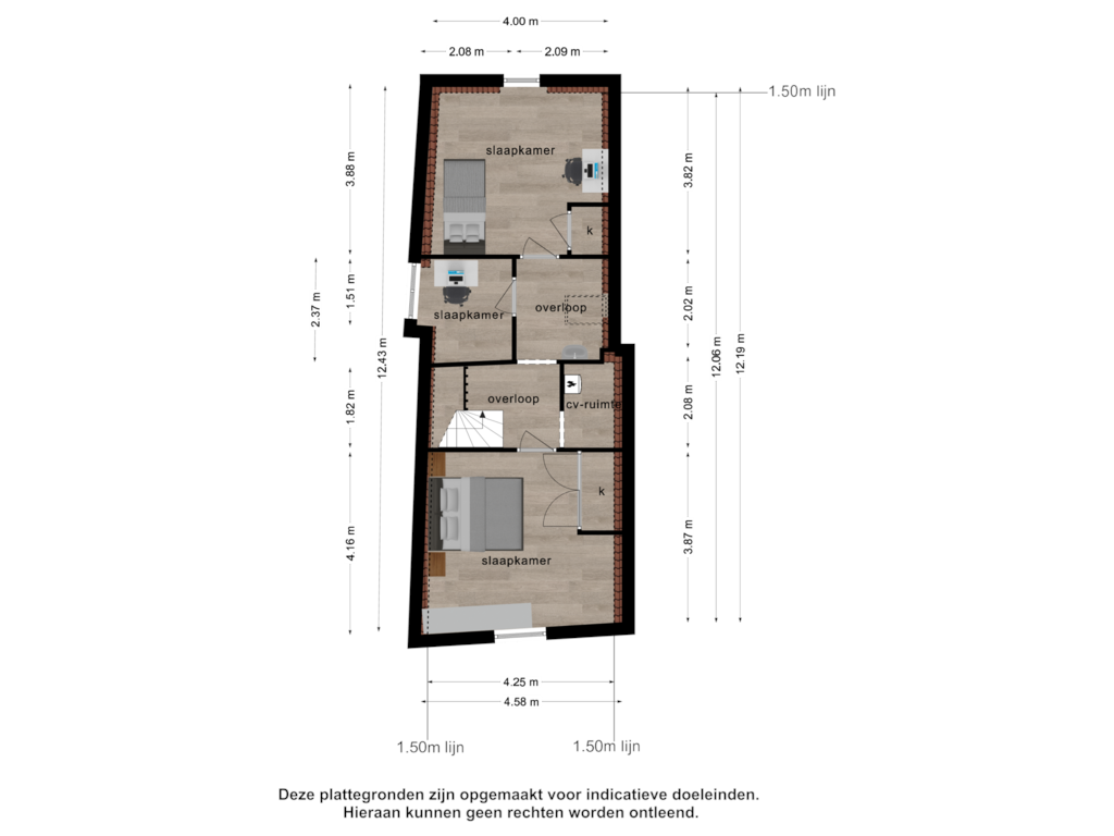 Bekijk plattegrond van 2e verdieping van Spanjaardstraat 9