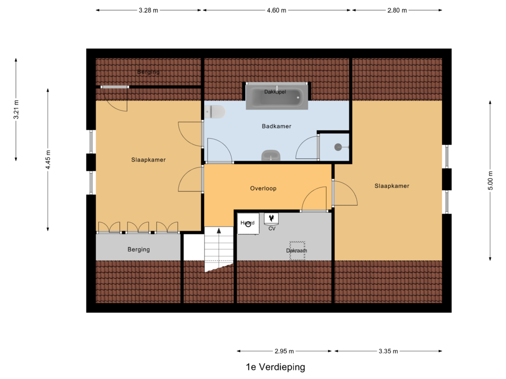 Bekijk plattegrond van 1e Verdieping van Krugerstraat 6