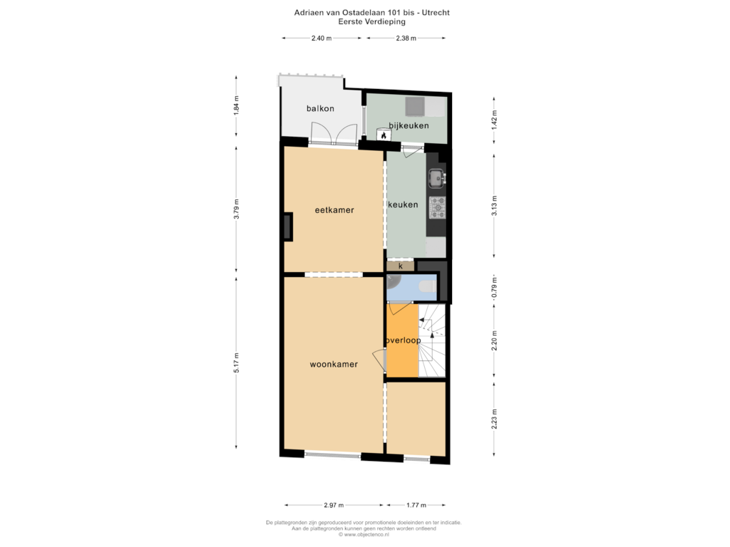 Bekijk plattegrond van Eerste Verdieping van Adriaen van Ostadelaan 101-BS