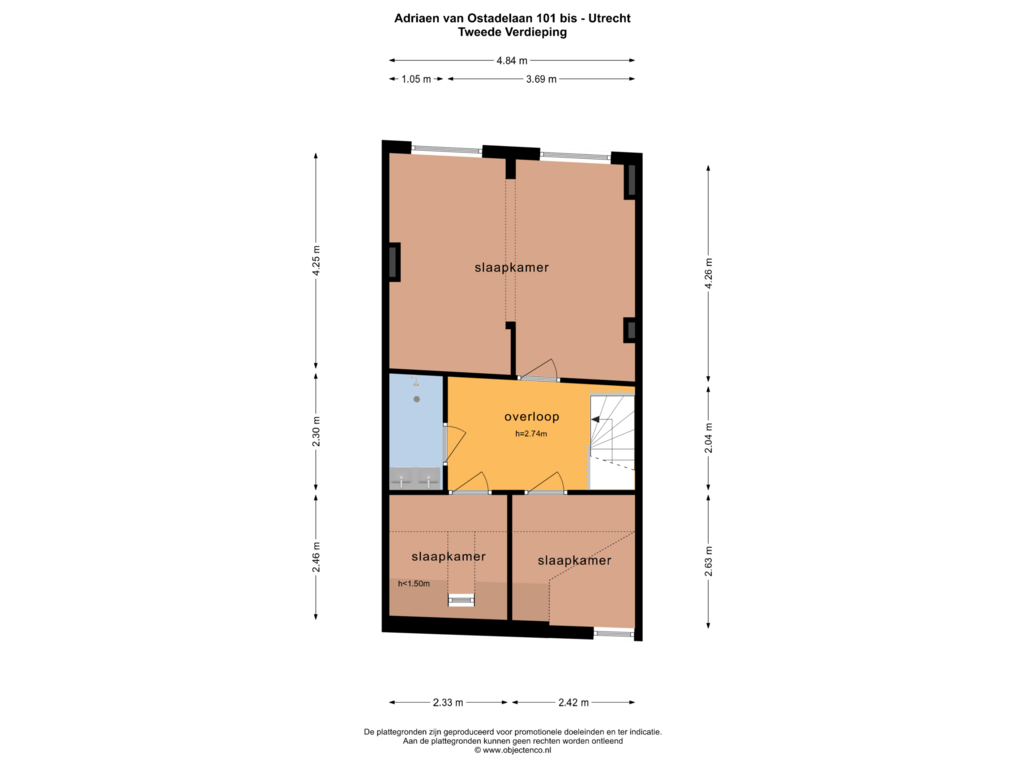 Bekijk plattegrond van Tweede Verdieping van Adriaen van Ostadelaan 101-BS