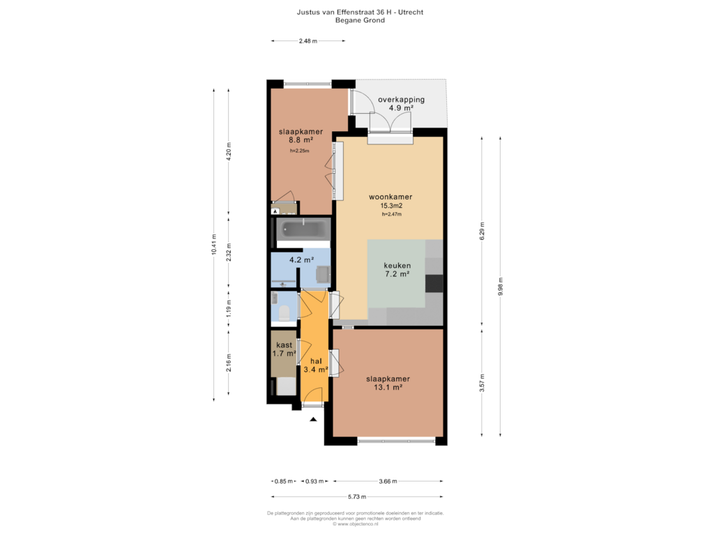 Bekijk plattegrond van BEGANE GROND van Justus van Effenstraat 36-H