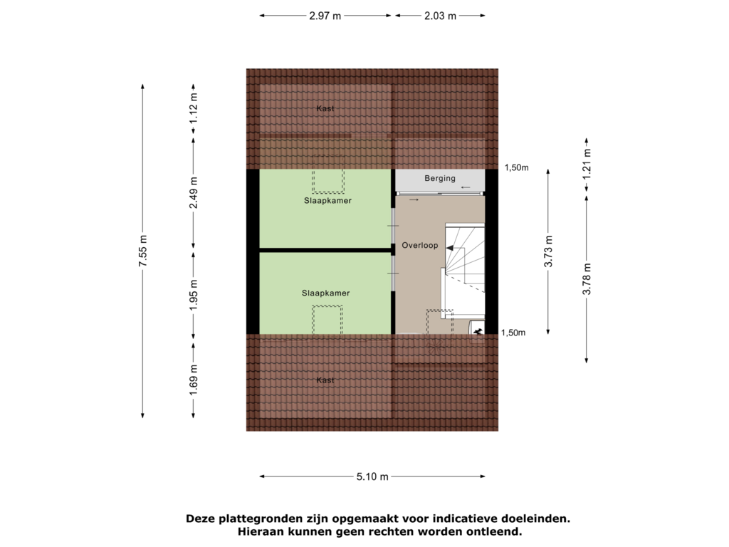 Bekijk plattegrond van Tweede Verdieping van Tjaskerstraat 38