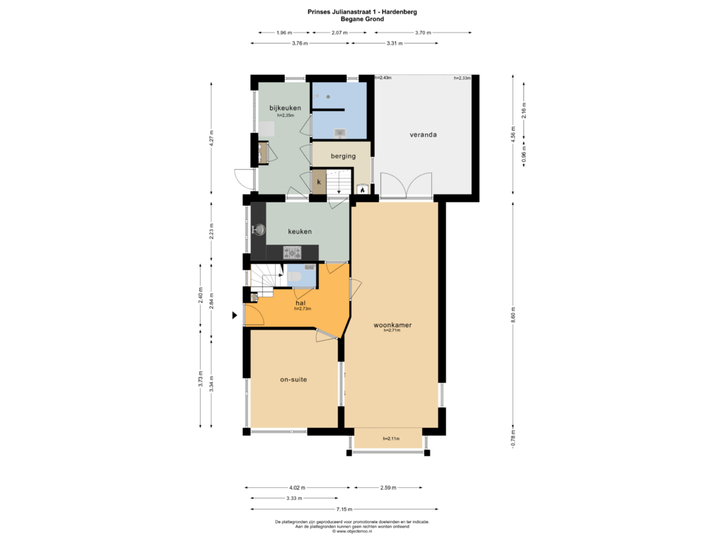 Bekijk plattegrond van BEGANE GROND van Prinses Julianastraat 1