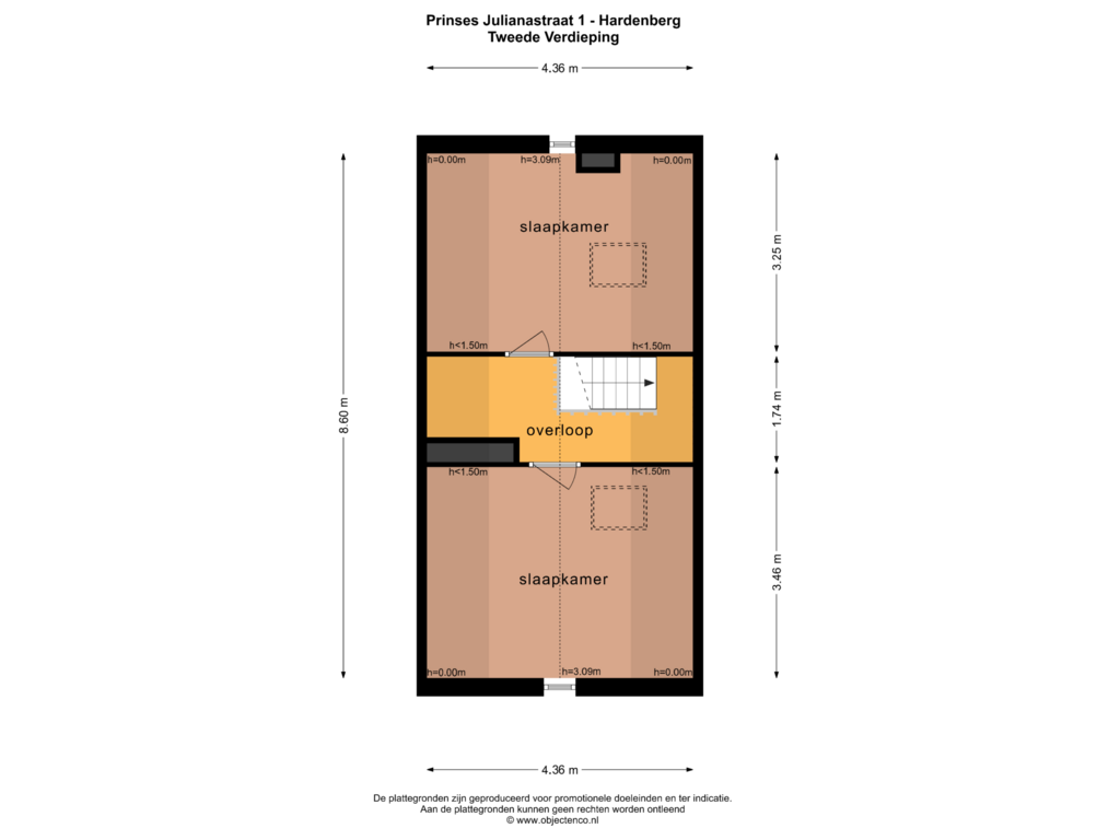 Bekijk plattegrond van TWEEDE VERDIEPING van Prinses Julianastraat 1