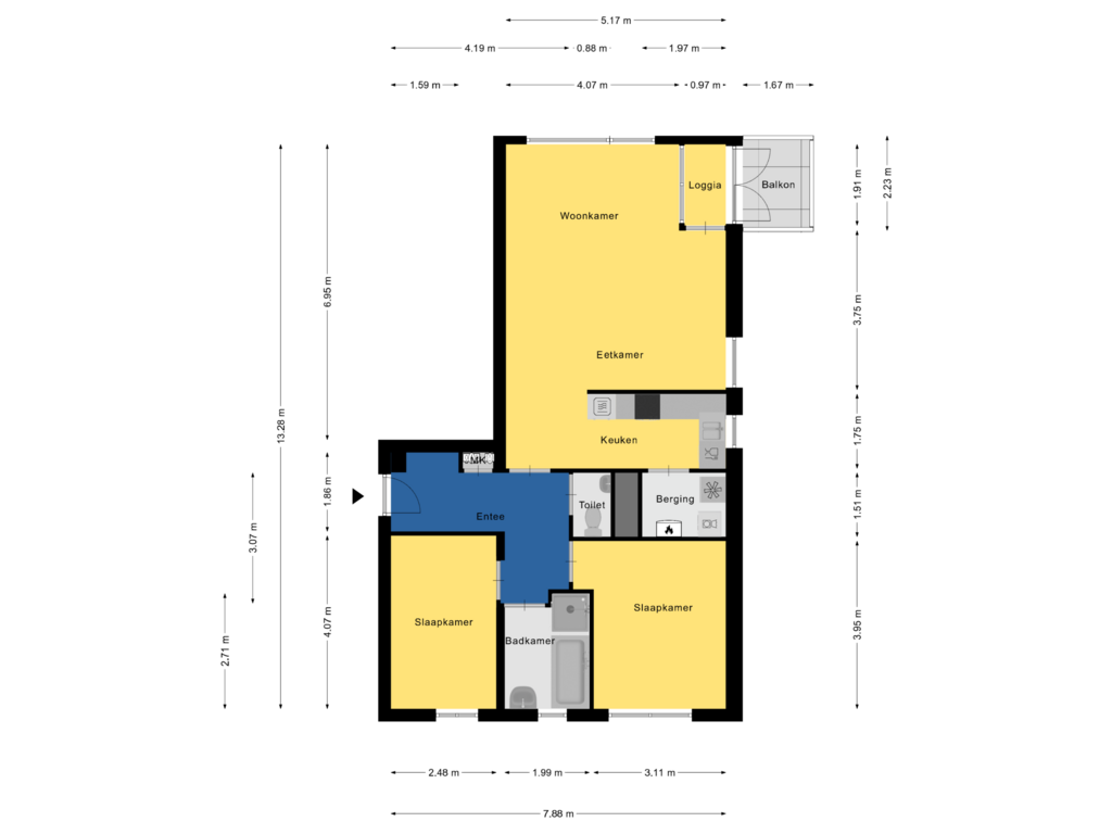 View floorplan of Appartement of Oostwal 321