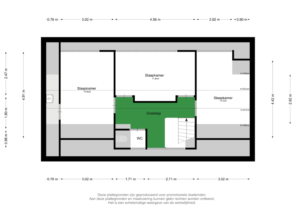 Bekijk plattegrond van Eerste Verdieping van Wethouder Schootslaan 2-A