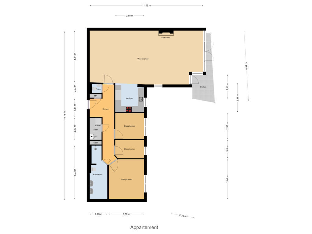 View floorplan of Appartement of Vorstenhof 52